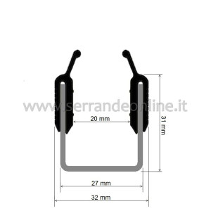 Guide type "U" with double gasket 30 mm.