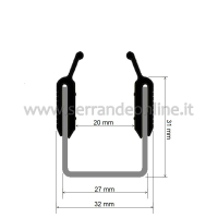 Guide type "U" with double gasket 30 mm.